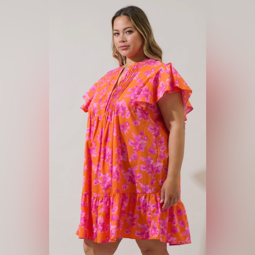 NWT Sugarlips Vibrant Orange and Pink Mini Dress 🌸🌺🌸 BIN 125 - Picture 2 of 7